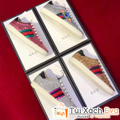 Giày Gucci Super Kim Tuyến Màu Xám