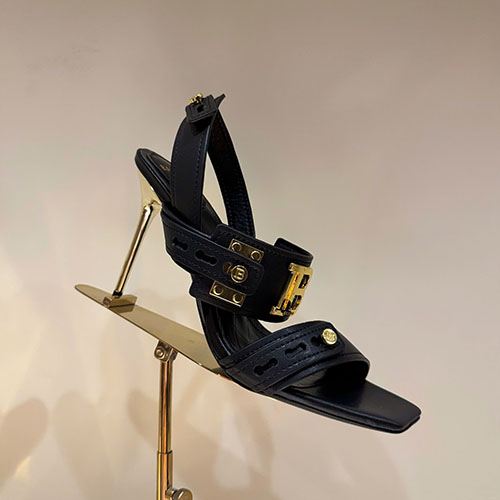 Giày Sandal Cao Gót Balmain Màu Đen Có Quai Siêu Cấp Size 36 ~ 42