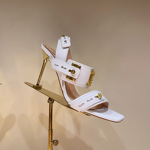 Giày Sandal Cao Gót Balmain Màu Trắng Có Quai Siêu Cấp Size 36 ~ 42