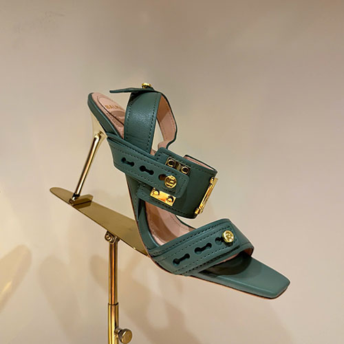 Giày Sandal Cao Gót Balmain Màu Xanh Có Quai Siêu Cấp Size 36 ~ 42