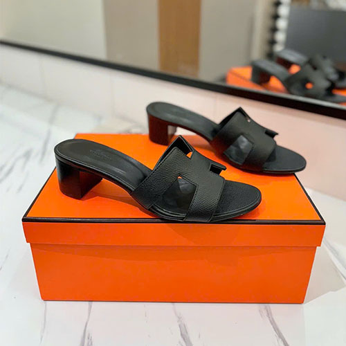 Giày sandal Hermès da bò vân tay (palm grain) 4.5cm – Siêu cấp