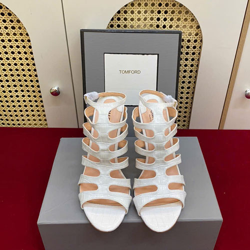 Giày Tom Ford Paradise Snake-Effect Leather Sandals Màu Trắng Siêu Cấp Size 39