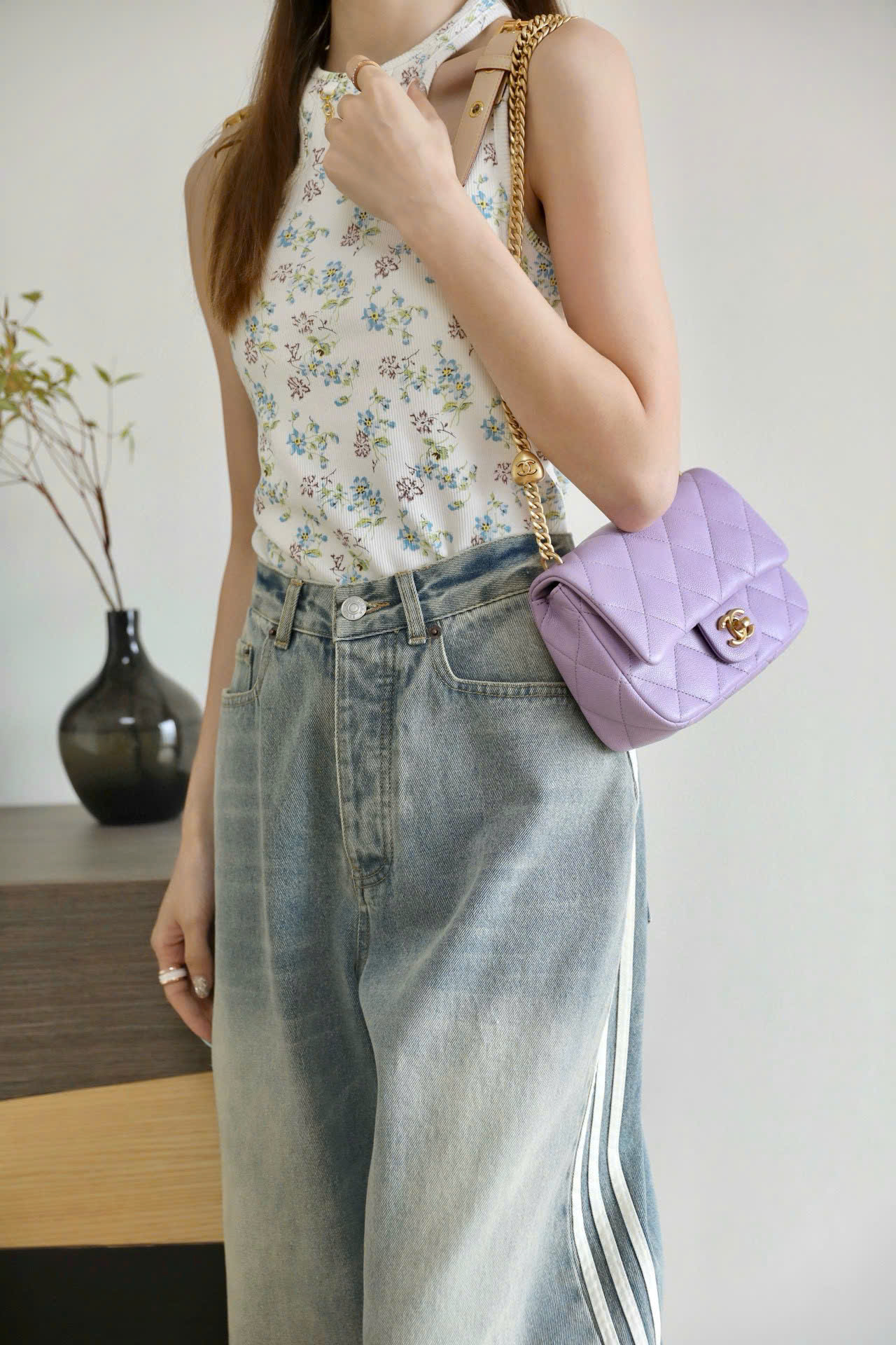 Túi Xách Chanel Màu Tím Like Auth Size 20cm
