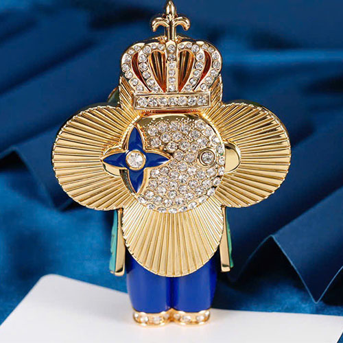 Móc Khóa Louis Vuitton Hoàng Tử Xanh Vương Miện Siêu Cấp Đính Đá