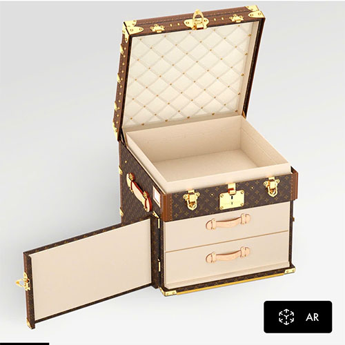 Rương Louis Vuitton Malle Courrier Lozine Carre Gauche M10025 màu monogram hàng siêu cấp