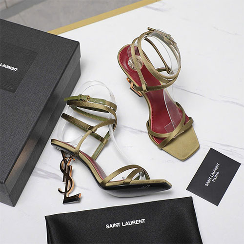 Sandal cao gót quai buộc chữ YSL – siêu cấp