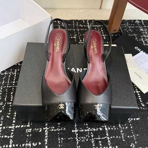 Sandal gót cao mũi vuông hở sau CHANEL 26SS Siêu VIP