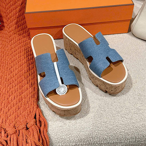 Sandal Hermès Eze 30 da Swift / da lộn – 26SS – VIP - màu xanh