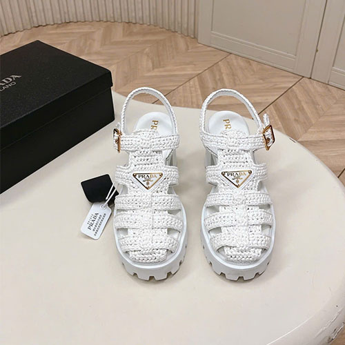 Sandal Prada Cage đan tay Logo Triangle 2026 – Siêu cấp