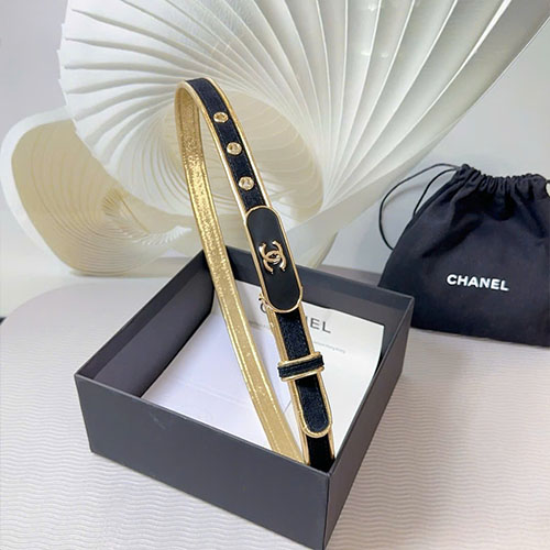 Thắt Lưng Chanel 2025 Da Bê Hai Mặt Đen Vàng Super Size 2.0cm