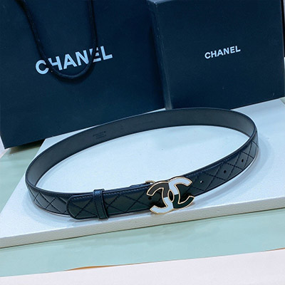 Thắt Lưng Chanel Da Bê Hai Mặt Siêu Cấp Khóa Đồng Size 3cm