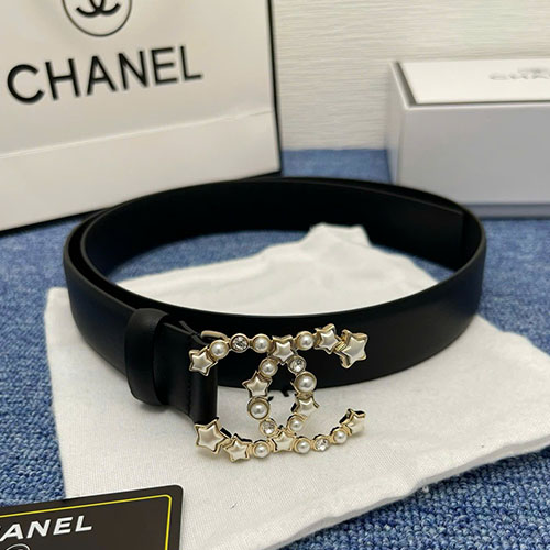 Thắt Lưng Chanel Da Đen Khóa Vàng Super Size 3.0 cm