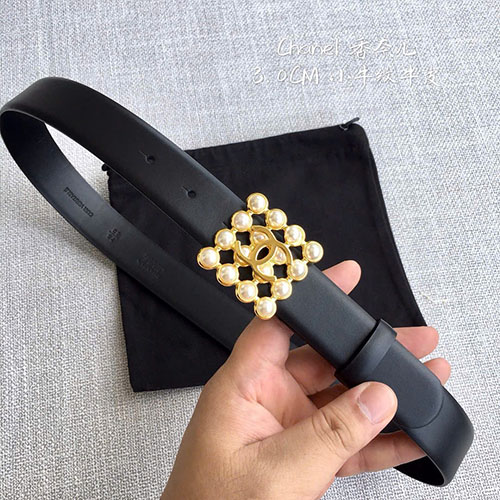 Thắt Lưng Chanel Khóa Vàng Vuông Màu Đen Super Size 3.0cm
