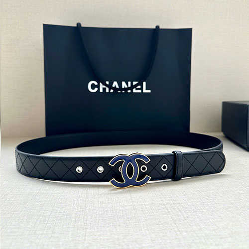 Thắt Lưng Chanel Màu Đen Khóa Xanh Super Size 3.0 cm
