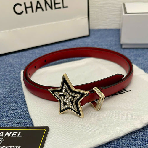 Thắt Lưng Chanel Màu Đỏ Khóa Sao Vàng Super Size 3.0 cm