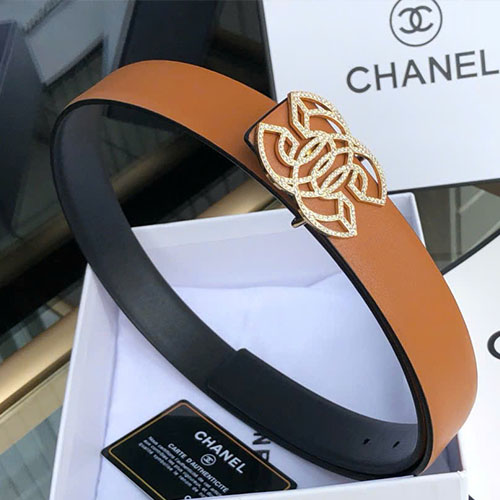 Thắt Lưng Chanel Nữ Da Bê Màu Nâu Super Size 3.0cm