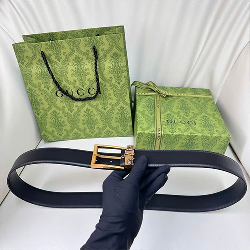 Thắt Lưng Gucci Khóa Kim Loại Màu Đen Siêu Cấp Size Rộng 3.5 cm