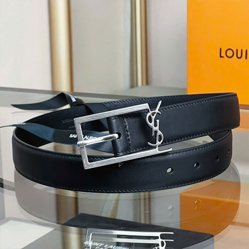 Thắt Lưng YSL Da Bê Khóa Bạc Super Size 2.0 cm