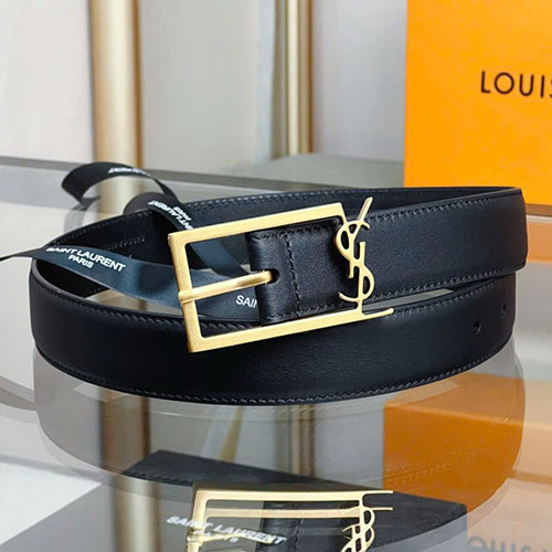 Thắt Lưng YSL Da Bê Khóa Vàng Super Size 2.0 cm