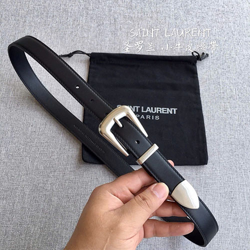 Thắt Lưng YSL Khóa Bạc Da Đen Super Size 2.5 cm