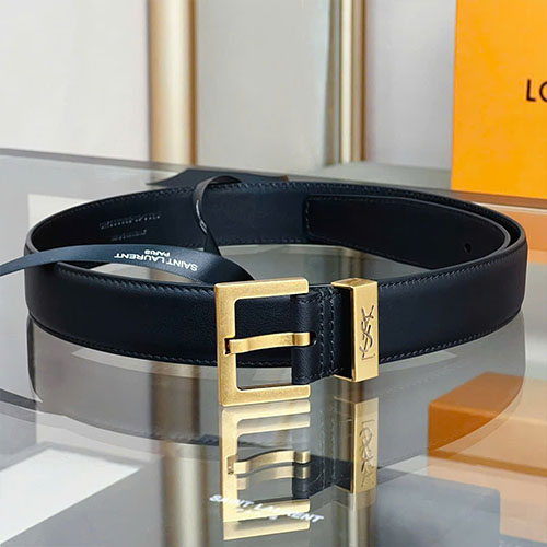 Thắt Lưng YSL Khóa Vàng Da Bê Ý Super Size 3.0 cm