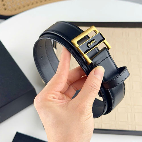 Thắt Lưng YSL Khóa Vàng Da Đen Super Size 3.0 cm