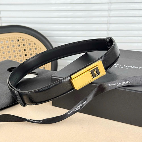 Thắt Lưng YSL Khóa Vàng Màu Đen Super Size 2.5 cm
