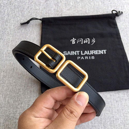 Thắt Lưng YSL Khóa Vàng Vuông Da Đen Super Size 2.0 cm