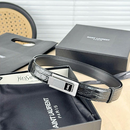 Thắt Lưng YSL Màu Đen Khóa Bạc Super Size 2.5 cm
