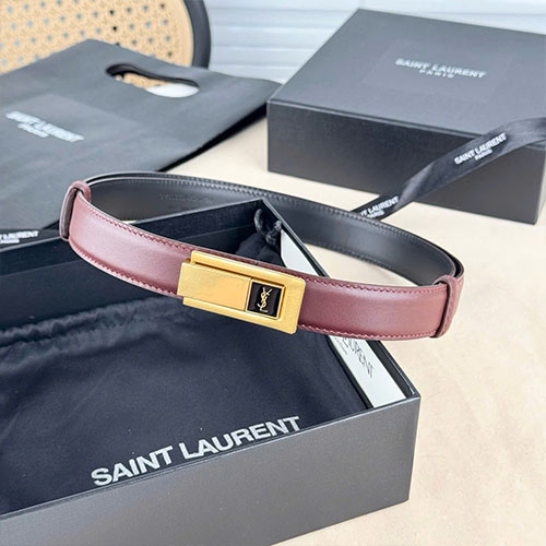 Thắt Lưng YSL Màu Đỏ Khóa Vàng Super Size 2.5 cm