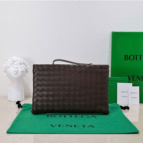 Túi Bottega Veneta Cầm Tay Đan Da Cừu Màu Nâu Siêu Cấp Size 30cm