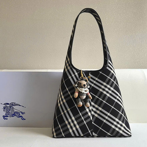 Túi Burberry Tote Kẻ Sọc Đen Dáng Lớn Siêu Cấp Size 36cm