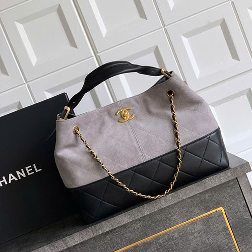 Túi Chanel 25A Haute Couture Suede Tote Màu Xám Siêu Cấp Size 36cm