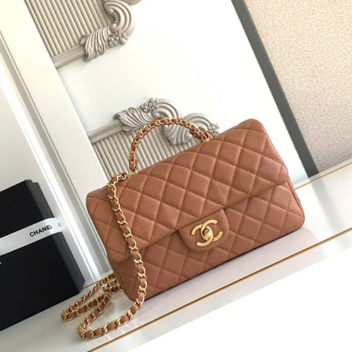 Túi Chanel 25B CF Handle 5702 Màu Nâu Siêu Cấp Size 22.5cm