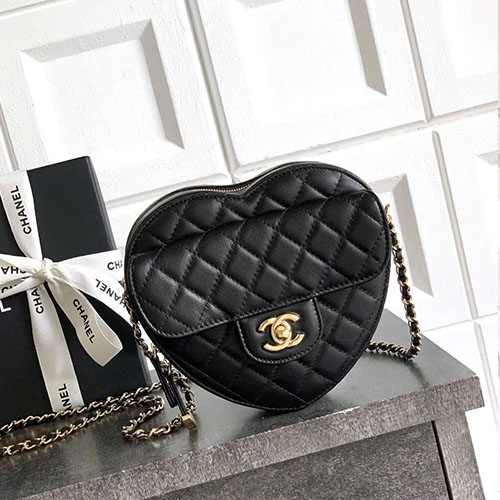Túi Chanel 25B Heart Bag Màu Đen Siêu Cấp Size 19cm