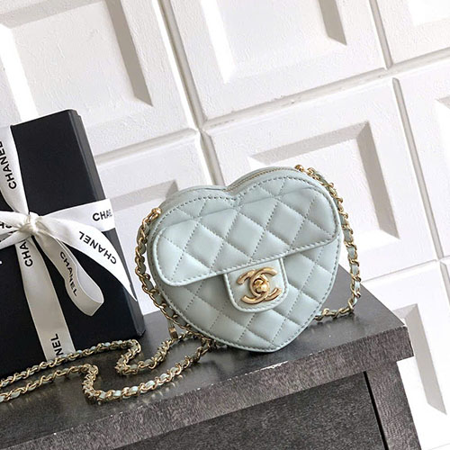 Túi Chanel 25B Heart Bag Màu Xanh Siêu Cấp Size 13cm