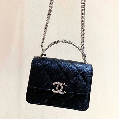 Túi Chanel Enamel Handle AP2758 Màu Đen Like Auth Size 13 cm