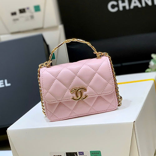 Túi Chanel Enamel Handle AP2758 Màu Hồng Like Auth Size 13 cm