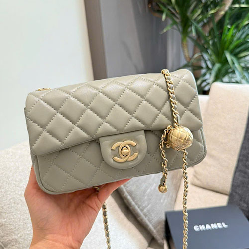 Túi Chanel Gold Ball Màu Xám Fullbox Size 20cm
