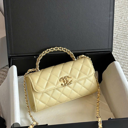 Túi Đeo Chéo Mini Chanel 23 Kelly Màu Vàng Fullbox Size 19cm