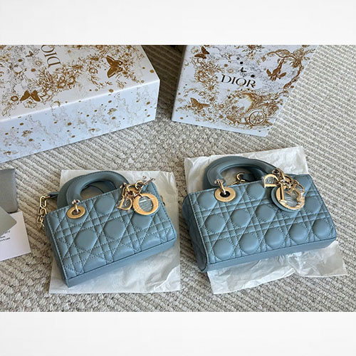 Túi Dior Lady D-Joy Màu Xanh Fullbox Size 17 & 22cm