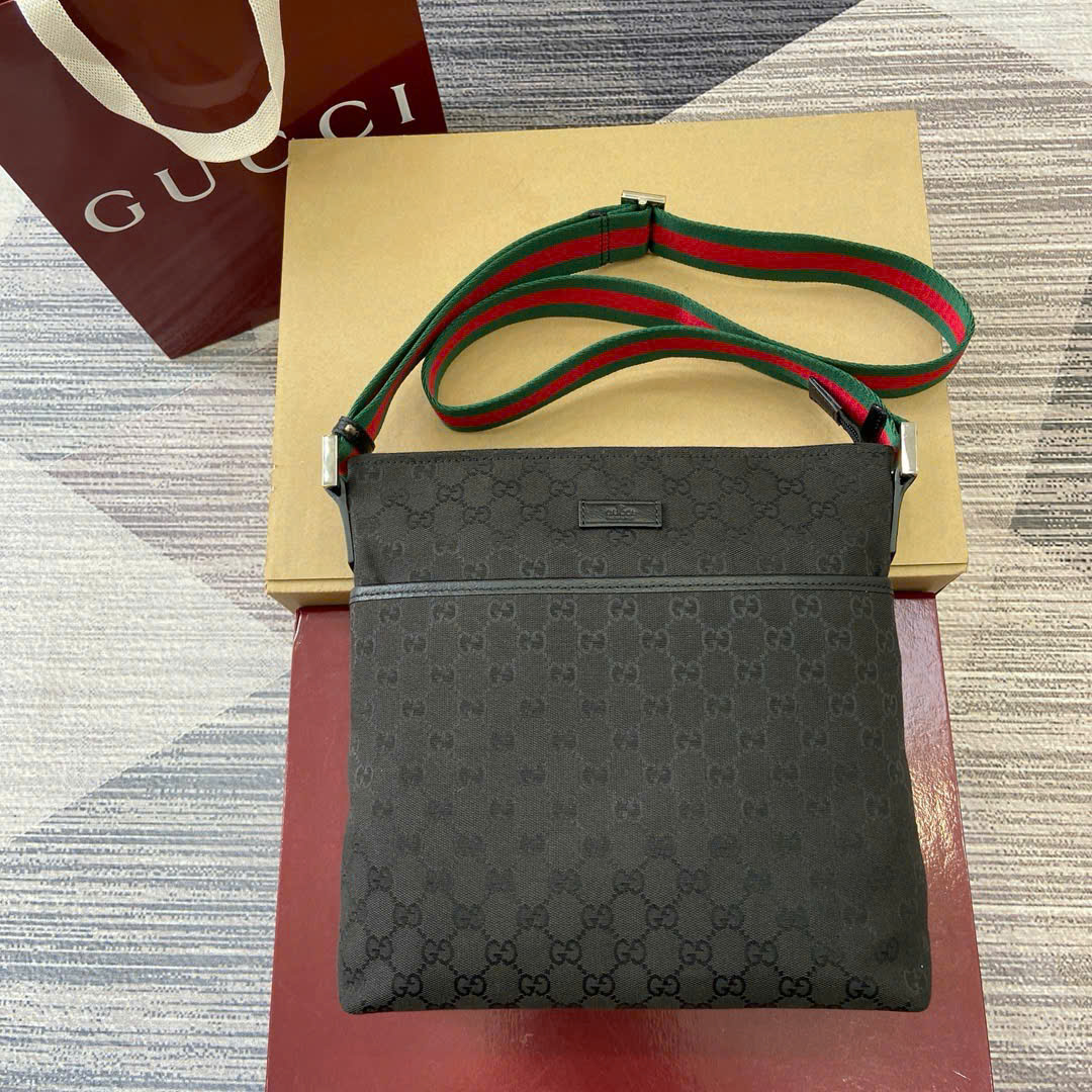 Túi Gucci Da Bò Phối Canvas 189751 Màu Đen Siêu Cấp Size 27cm