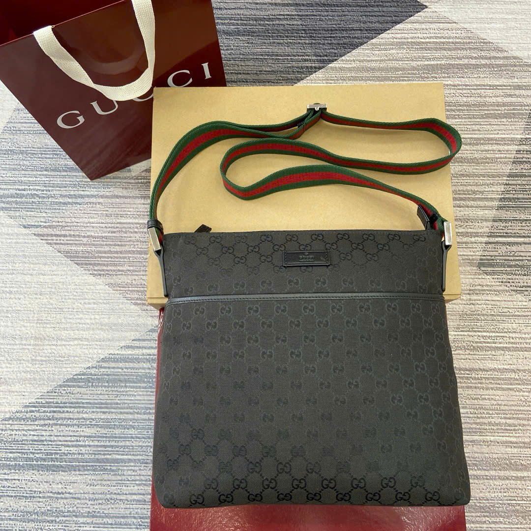 Túi Gucci Da Bò Phối Canvas 189751 Màu Đen Siêu Cấp Size 34cm