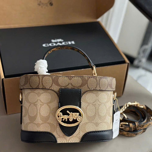 Túi Hộp Coach Georgie Họa Tiết Cổ Điển Fullbox Size 19cm