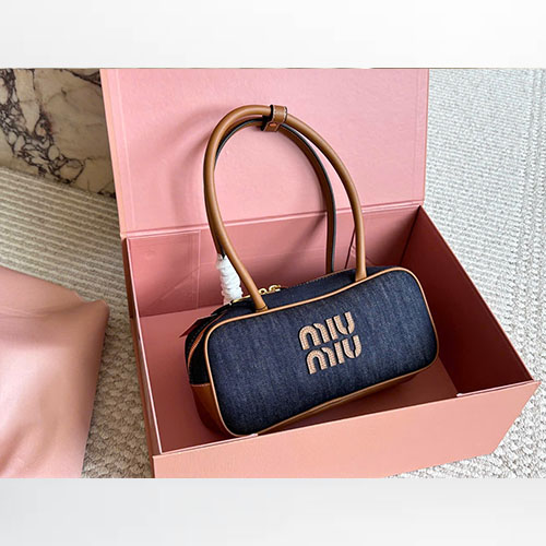 Túi MiuMiu Bowling Bag Xanh Denim Fullbox Size 28cm