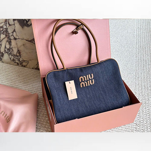 Túi MiuMiu Bowling Bag Xanh Denim Fullbox Size 35cm
