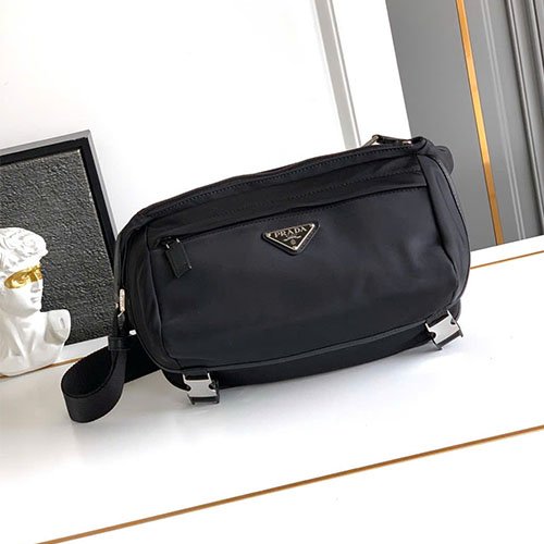 Túi Prada Đeo Chéo Nylon Phối Da Saffiano Nắp Gập sz27