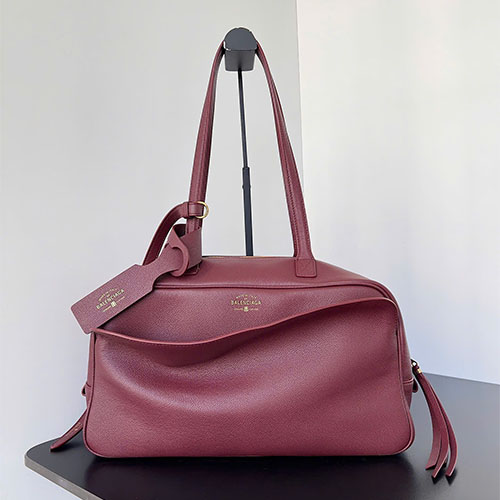Túi xách Balenciaga Carrie Bowling Bag 826425 Siêu Cấp Màu Đỏ Rượu