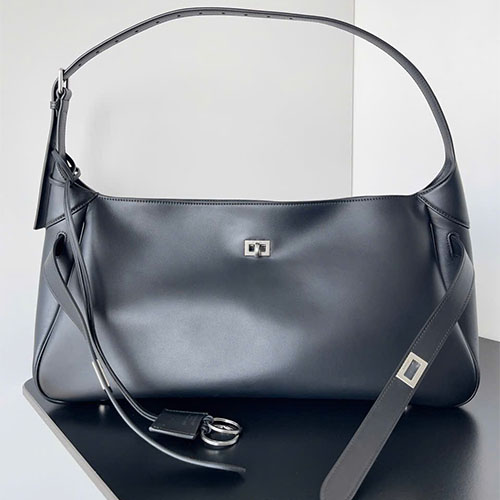 Túi xách Balenciaga siêu vip Bel Air Hobo – Màu Đen/Đen bạc