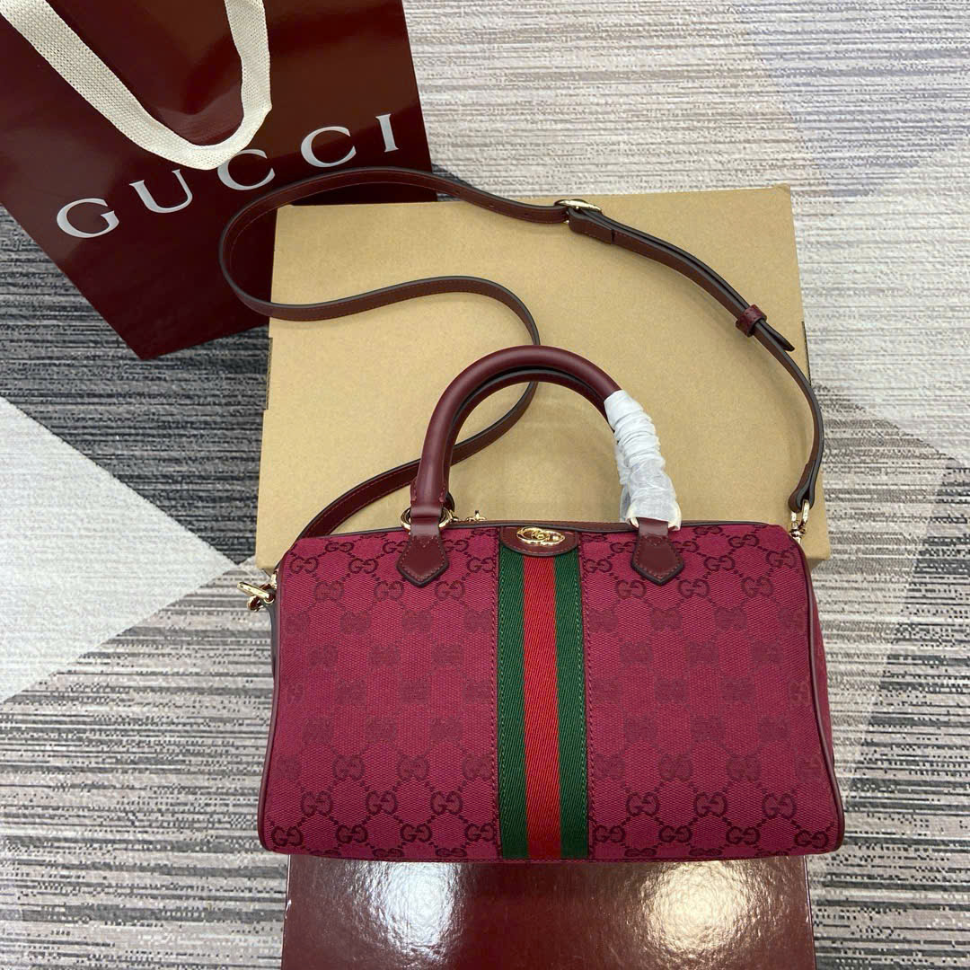 Túi Xách Boston Gucci Ophidia GG Supreme – Màu Đỏ Ancora 772061 Siêu Cấp Size 26.5cm